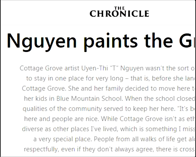 Images from the article: Nguyen paints the Grove.