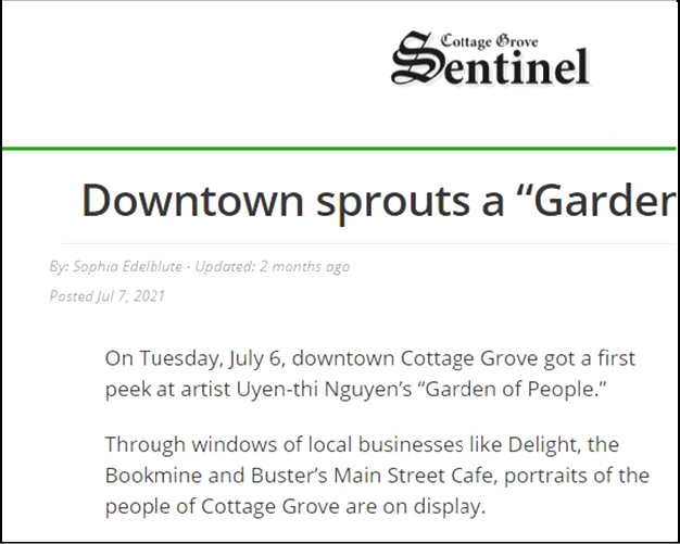 Image from the article: Downtown sprouts a "Garden of People."