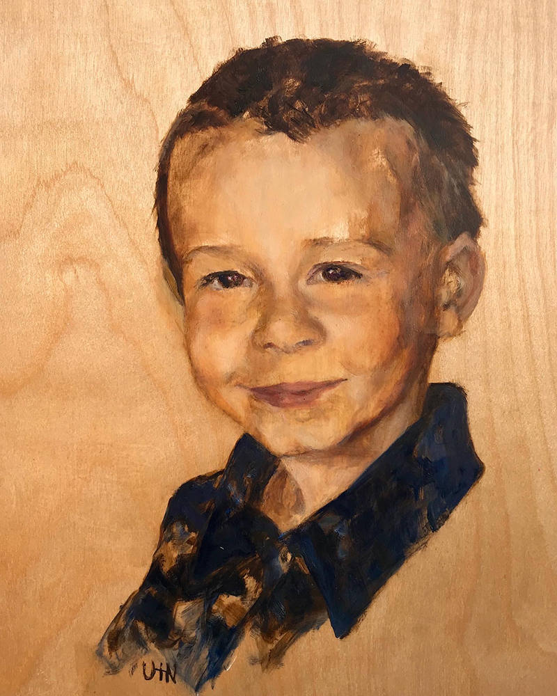 Daniel - Painting by UTN, a boy with mischievous smile